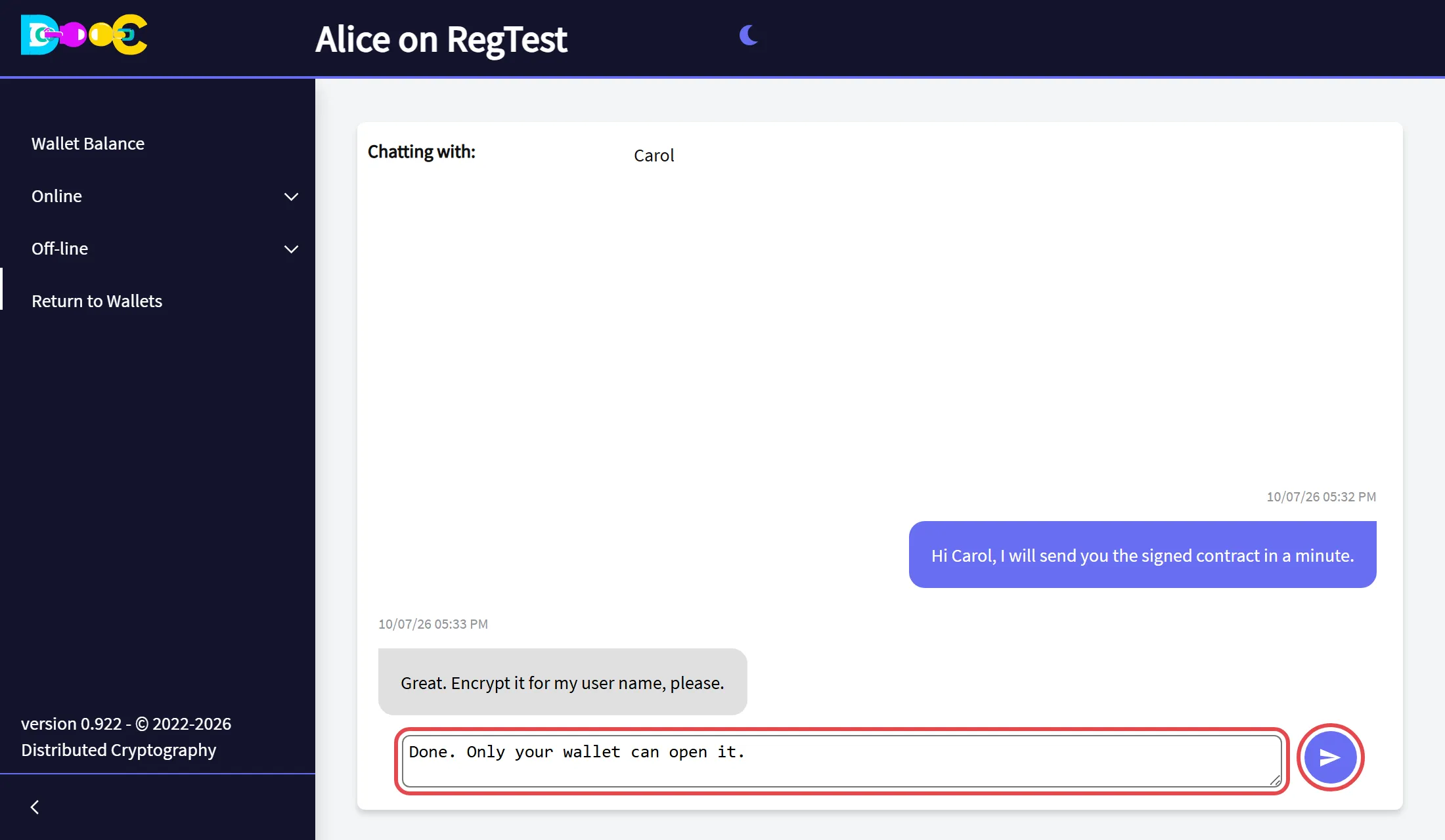 Typing a message
