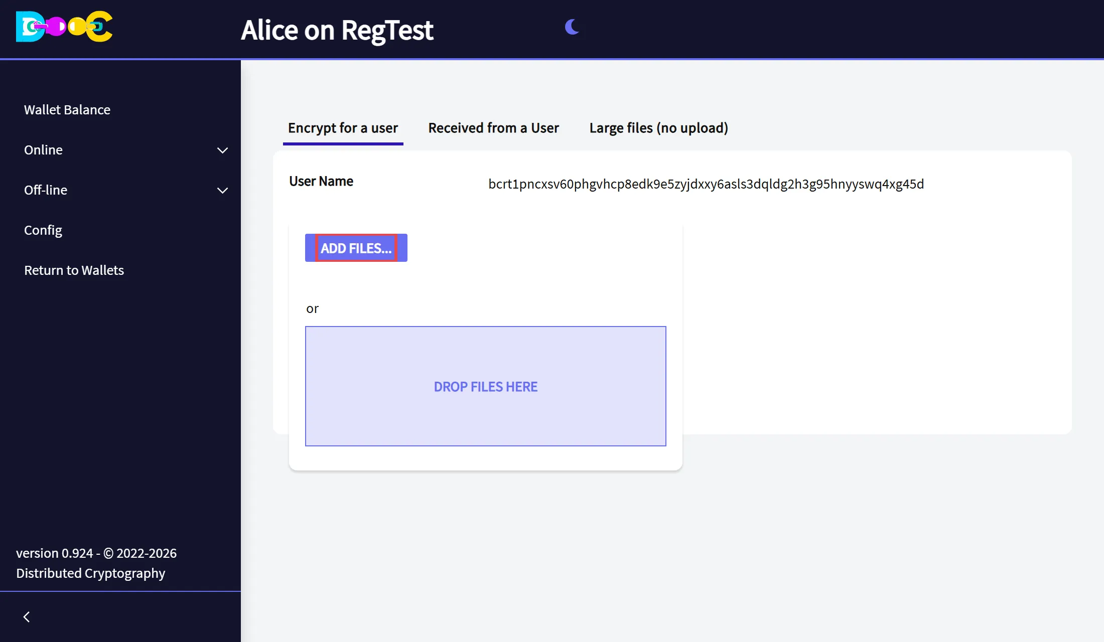 The user validated: Add files and the drop area