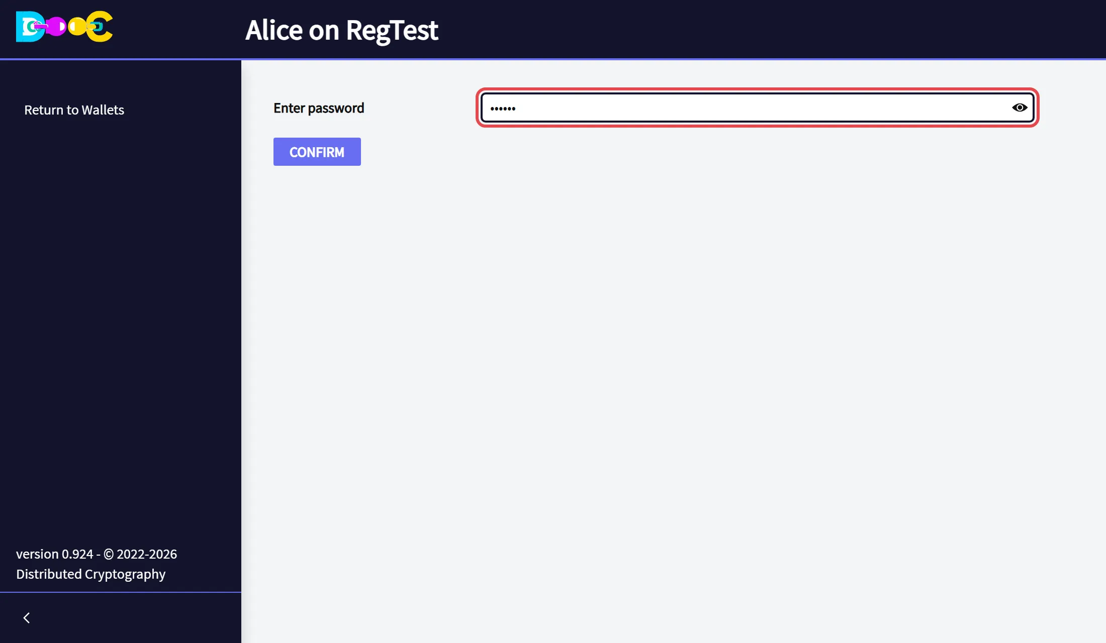 The page that asks for the password