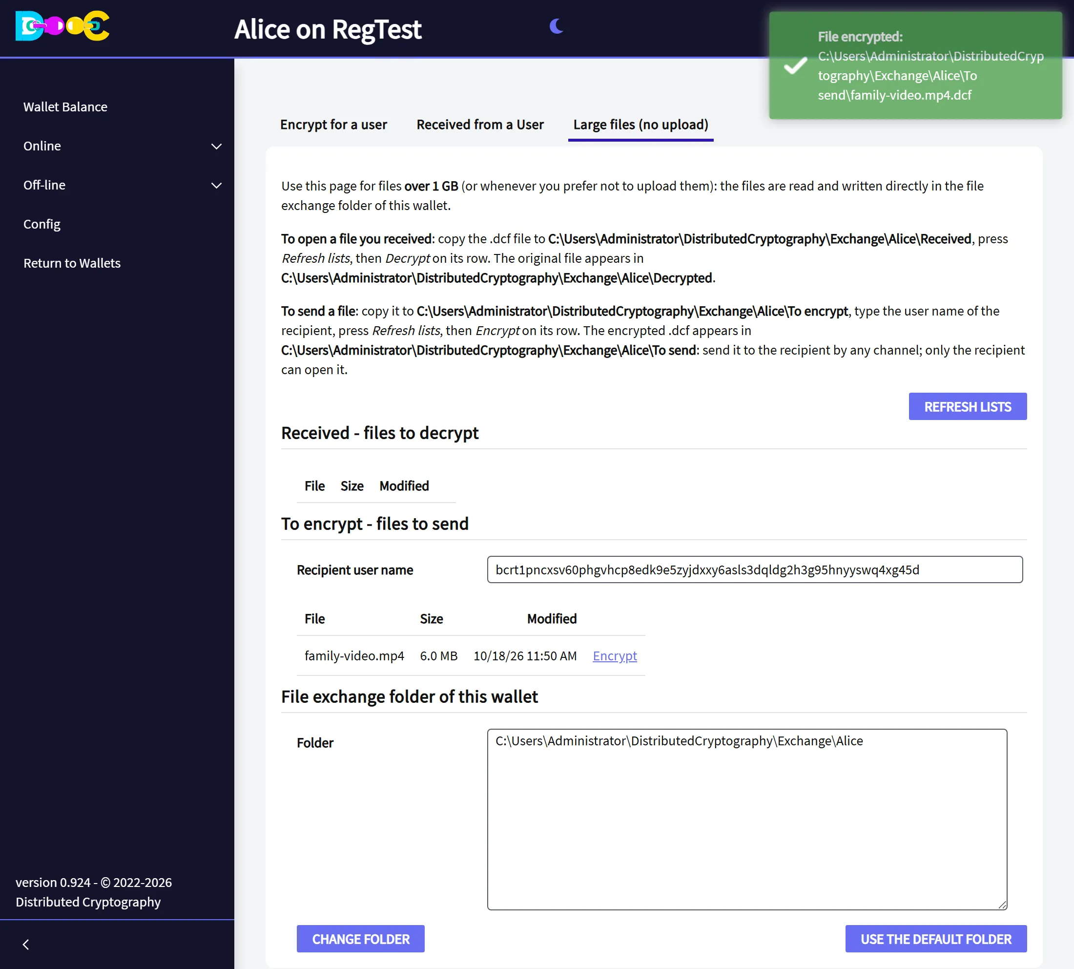 The message File encrypted with the path of the encrypted file