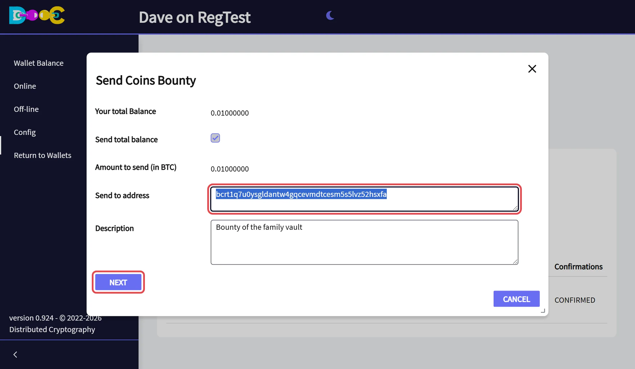 The address to receive the bounty