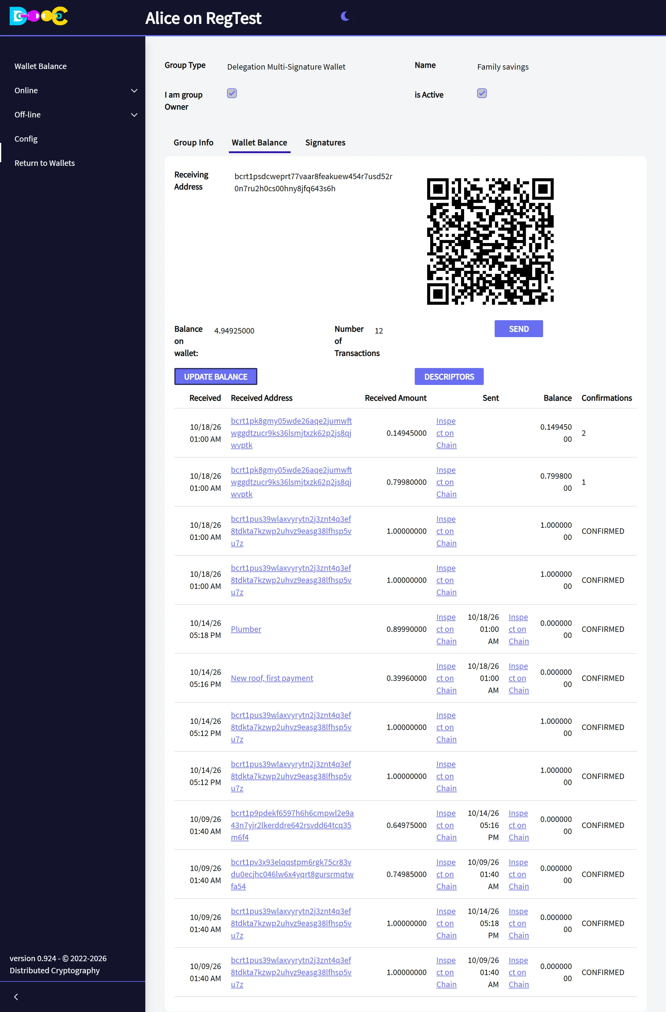 The balance of the group after the two payments