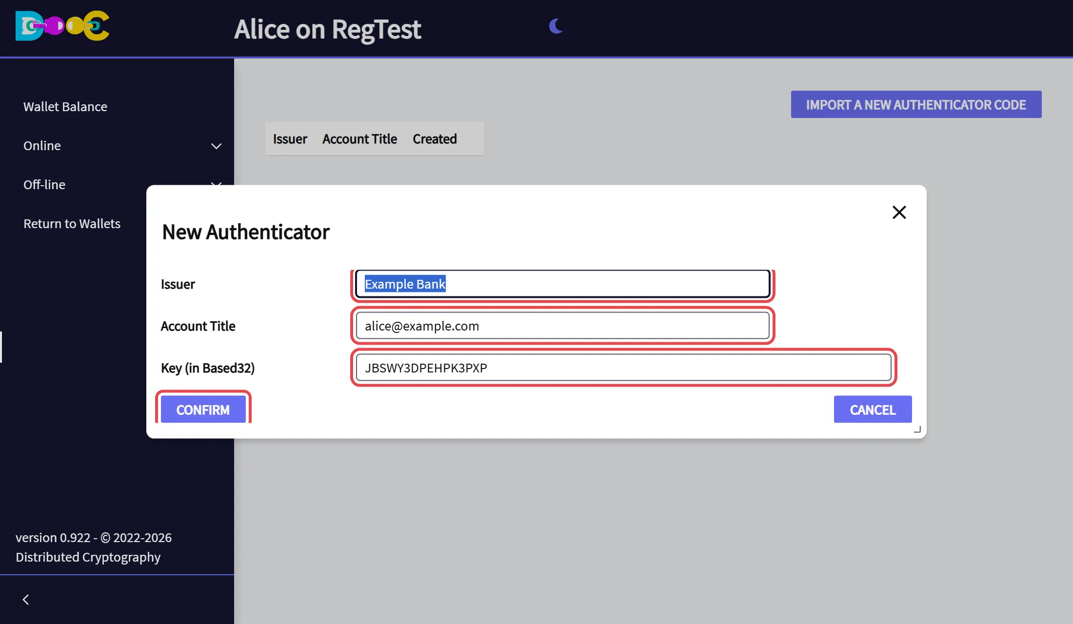 A new authenticator with issuer, account title and key