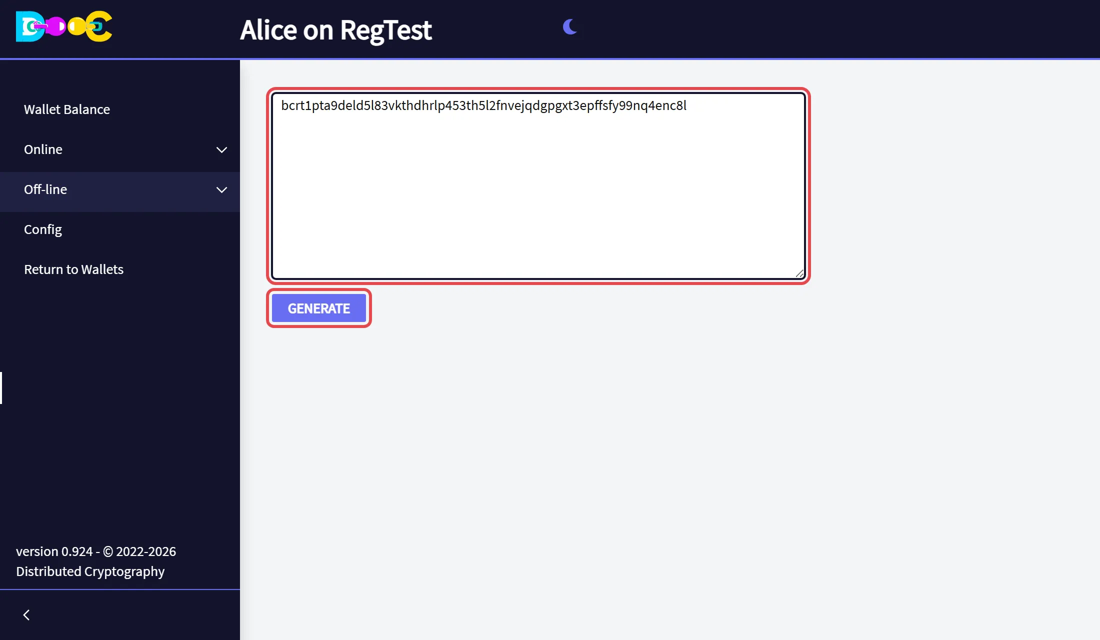 The text and the Generate button